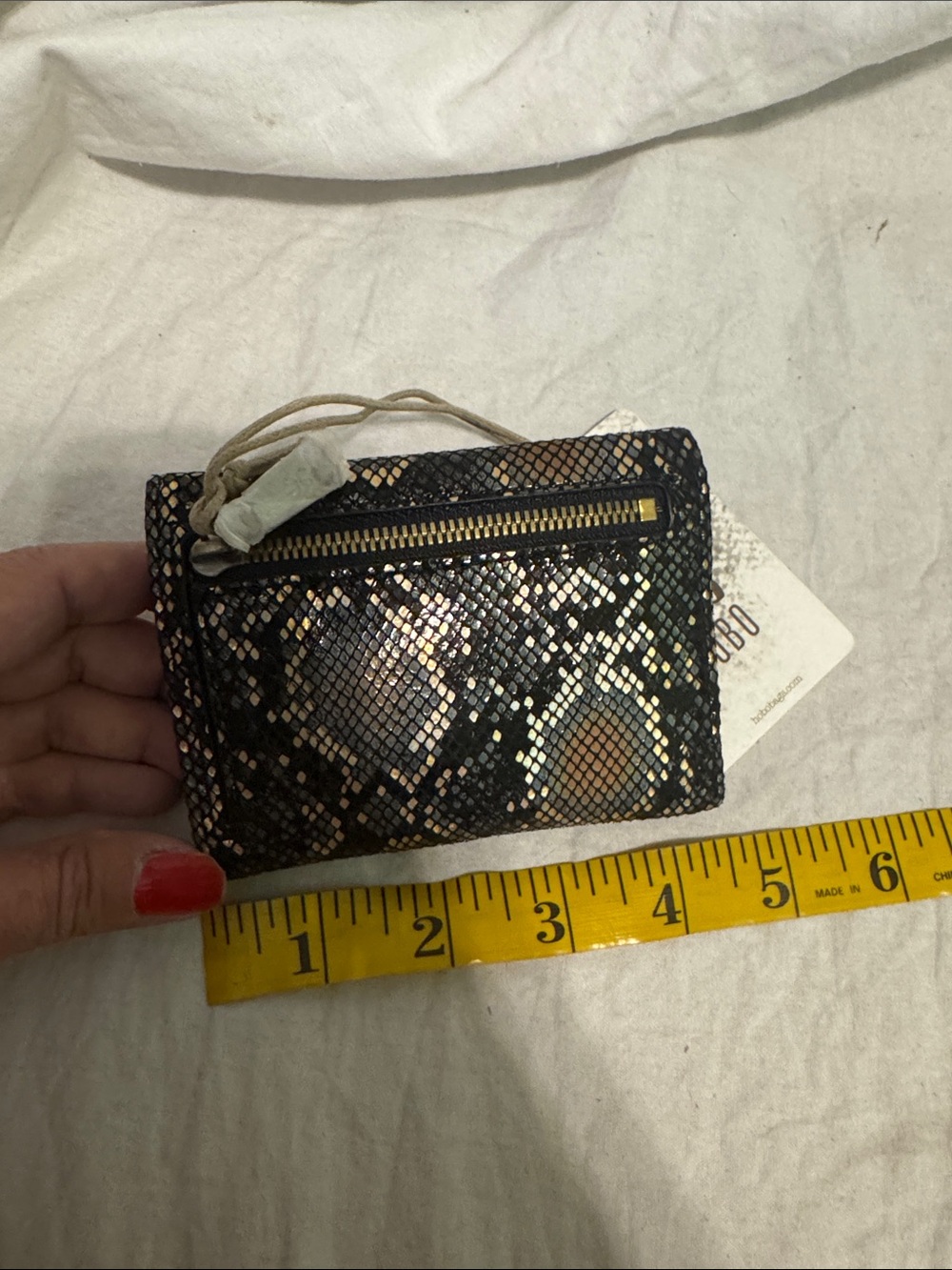 HOBO Black and Tan Snakeskin-Print Folded Wallet - Picture 3 of 4